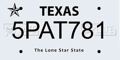 5PAT781 Texas License Plate