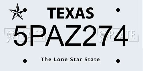5PAZ274 Texas License Plate