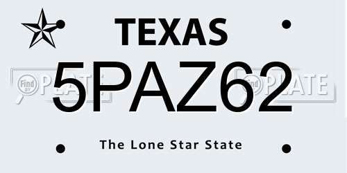 5PAZ62 Texas License Plate