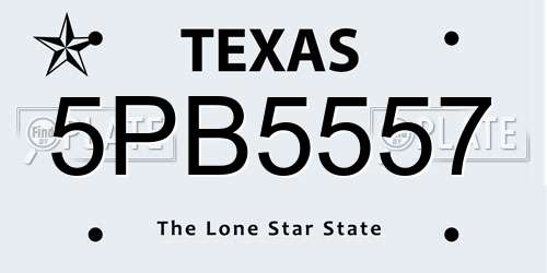 5PB5557 Texas License Plate