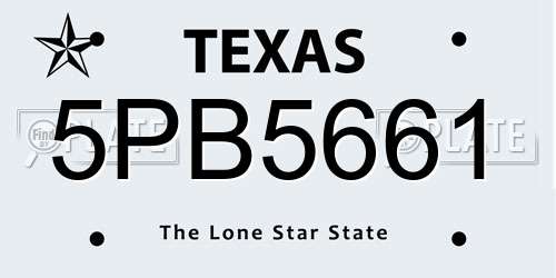 5PB5661 Texas License Plate