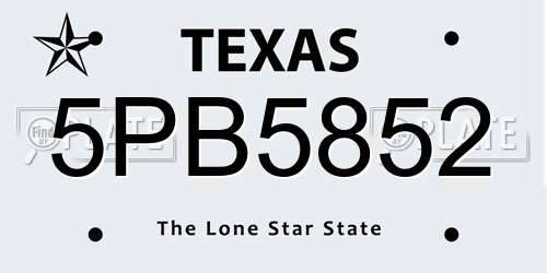 5PB5852 Texas License Plate