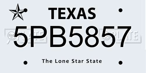 5PB5857 Texas License Plate