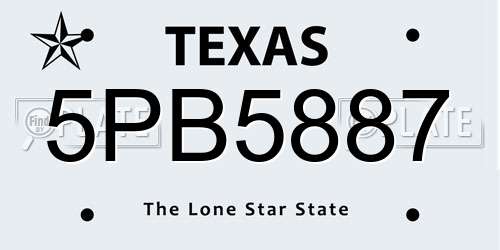 5PB5887 Texas License Plate