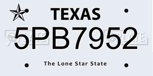 5PB7952 Texas License Plate