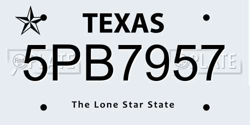5PB7957 Texas License Plate