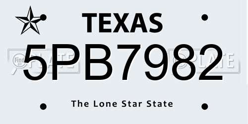 5PB7982 Texas License Plate
