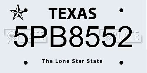 5PB8552 Texas License Plate