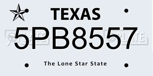 5PB8557 Texas License Plate