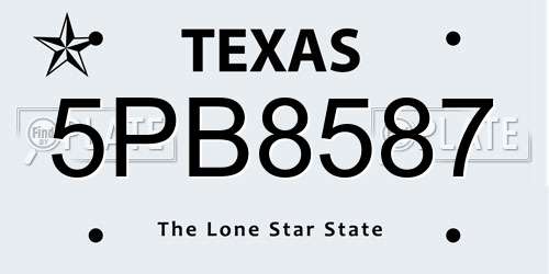 5PB8587 Texas License Plate