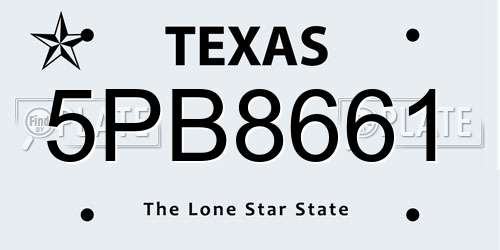 5PB8661 Texas License Plate