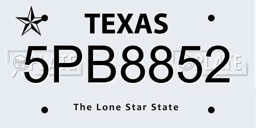 5PB8852 Texas License Plate