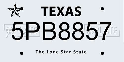 5PB8857 Texas License Plate