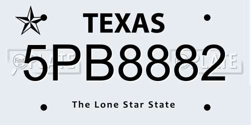 5PB8882 Texas License Plate