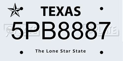 5PB8887 Texas License Plate