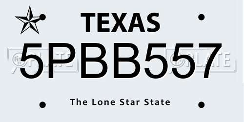 5PBB557 Texas License Plate