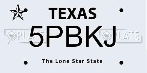 5PBKJ Texas License Plate