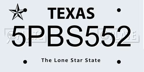 5PBS552 Texas License Plate
