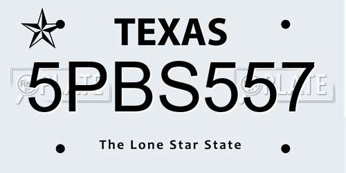 5PBS557 Texas License Plate