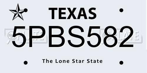 5PBS582 Texas License Plate