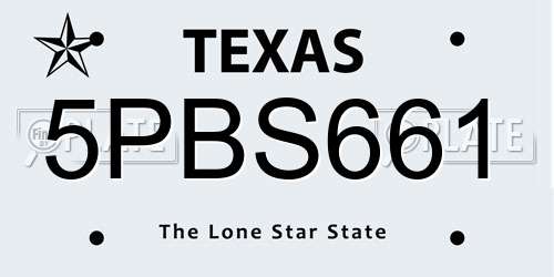 5PBS661 Texas License Plate