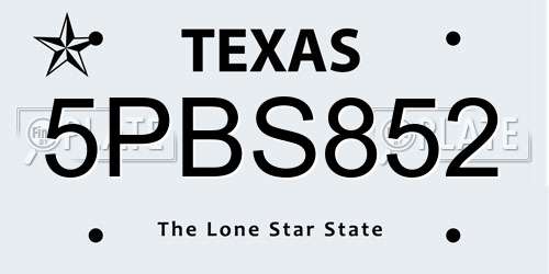 5PBS852 Texas License Plate