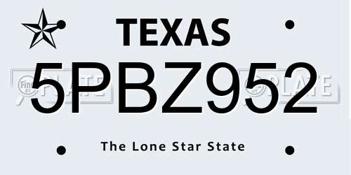 5PBZ952 Texas License Plate