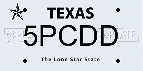 5PCDD Texas License Plate