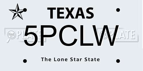 5PCLW Texas License Plate