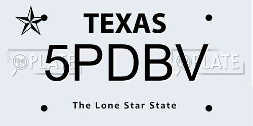 5PDBV Texas License Plate