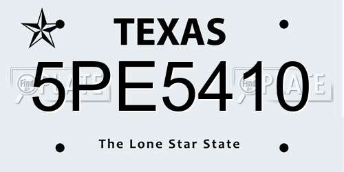 5PE5410 Texas License Plate
