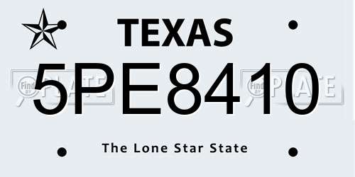 5PE8410 Texas License Plate