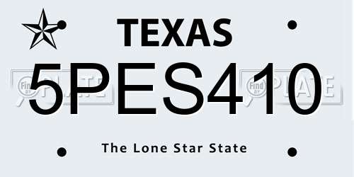 5PES410 Texas License Plate