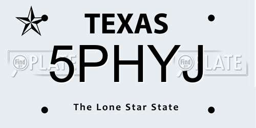 5PHYJ Texas License Plate