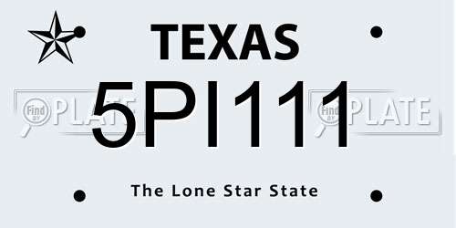 5PI111 Texas License Plate
