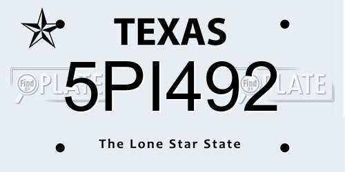 5PI492 Texas License Plate