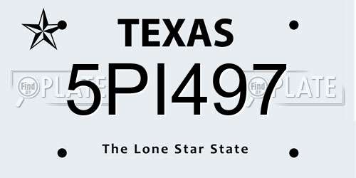 5PI497 Texas License Plate