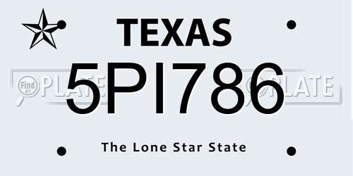 5PI786 Texas License Plate