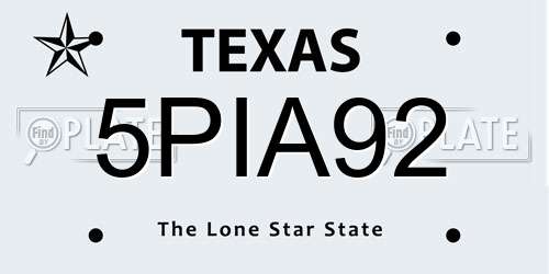 5PIA92 Texas License Plate
