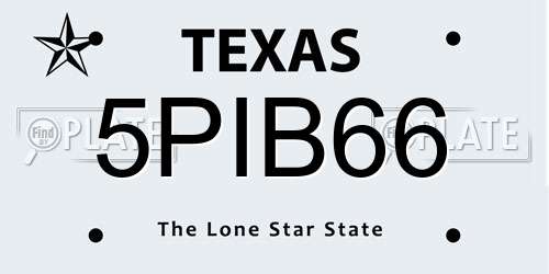 5PIB66 Texas License Plate