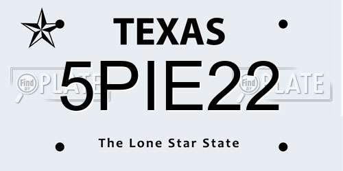5PIE22 Texas License Plate