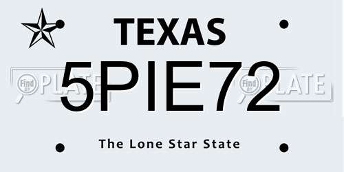5PIE72 Texas License Plate