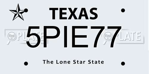 5PIE77 Texas License Plate