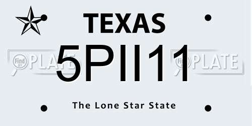 5PII11 Texas License Plate