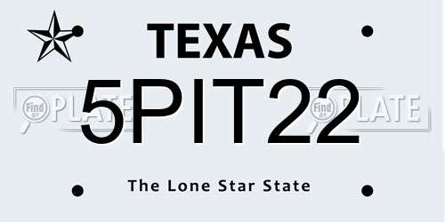 5PIT22 Texas License Plate