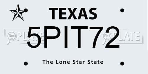 5PIT72 Texas License Plate