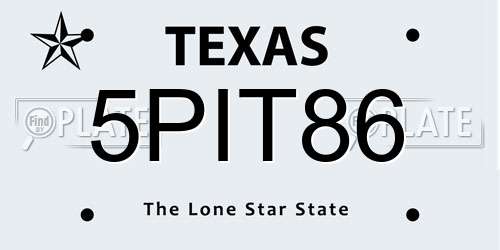 5PIT86 Texas License Plate