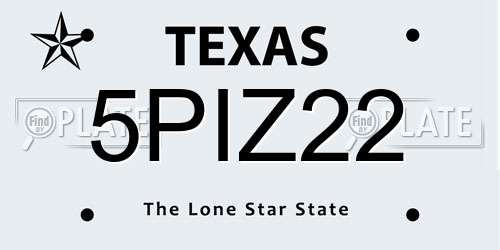 5PIZ22 Texas License Plate