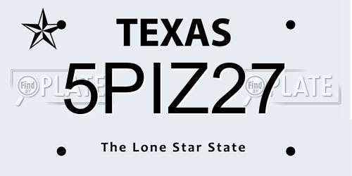 5PIZ27 Texas License Plate