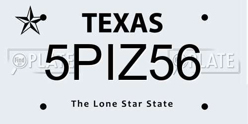 5PIZ56 Texas License Plate